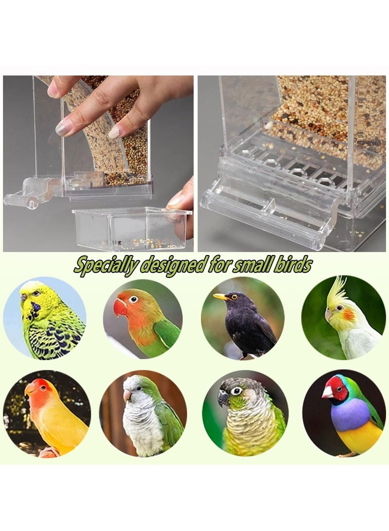 GNAFOTU No Mess Automatic Bird Feeder for Cage Automatic Parrot Feeder Bird Feeder Inside Cage with Clear Perch Acrylic Seed Food Container  - Image 3