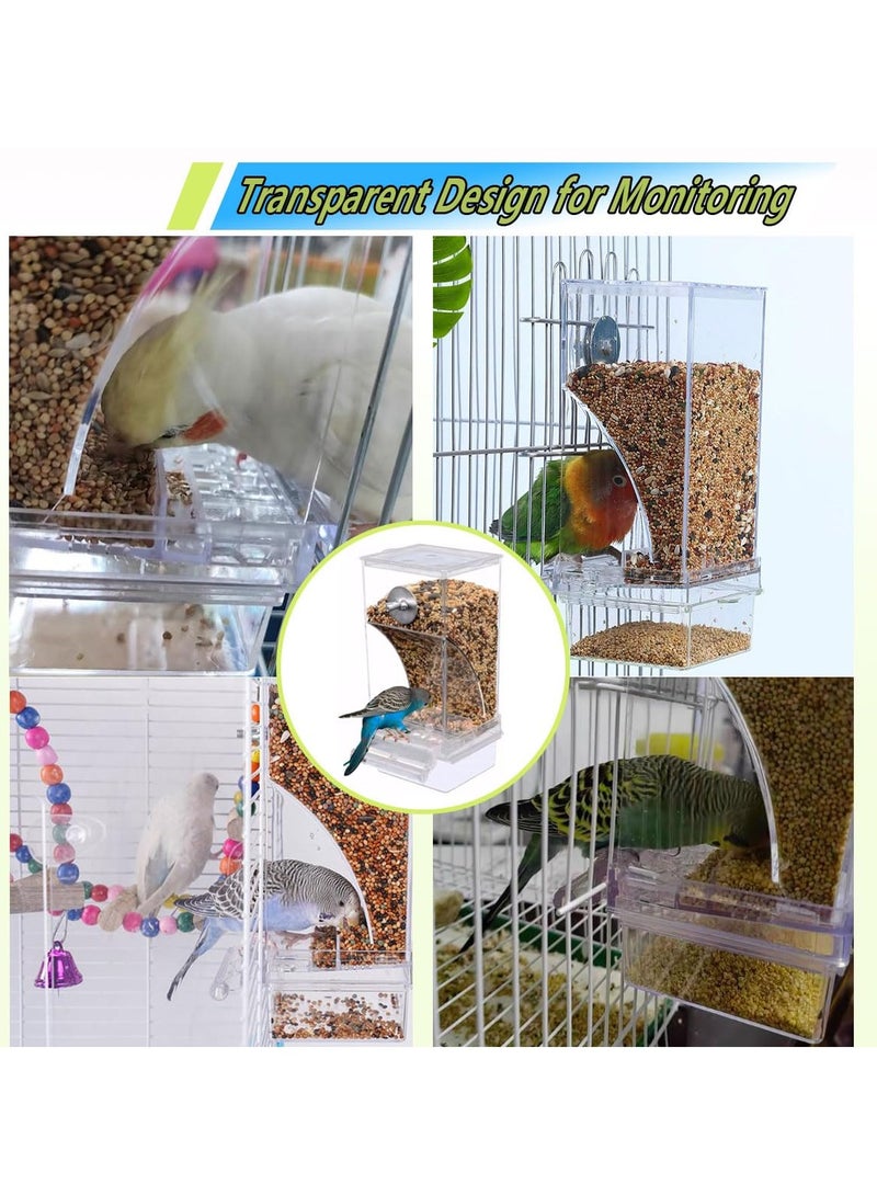 GNAFOTU No Mess Automatic Bird Feeder for Cage Automatic Parrot Feeder Bird Feeder Inside Cage with Clear Perch Acrylic Seed Food Container  - Image 5