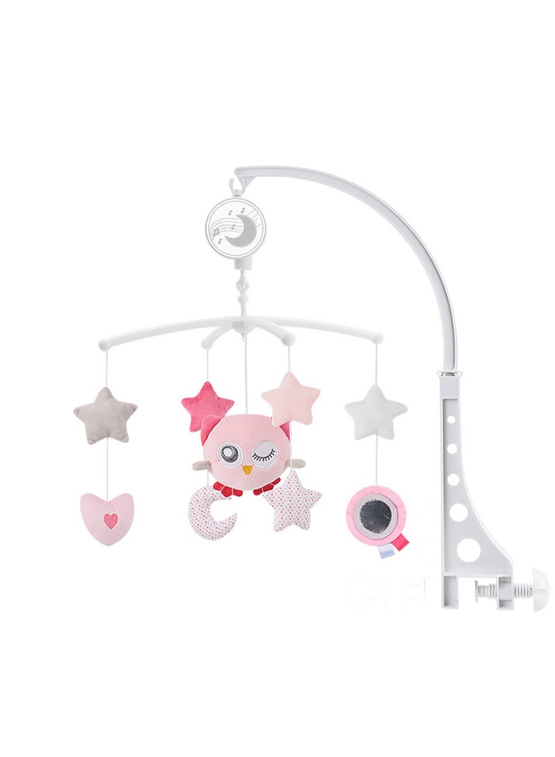 Baby Bed Bell Rattle Children 0-1 Years Old Music Rotating Bedside Bell Baby Soothing Cloth Toy (Pink Owl No batteries required)  - Image 1