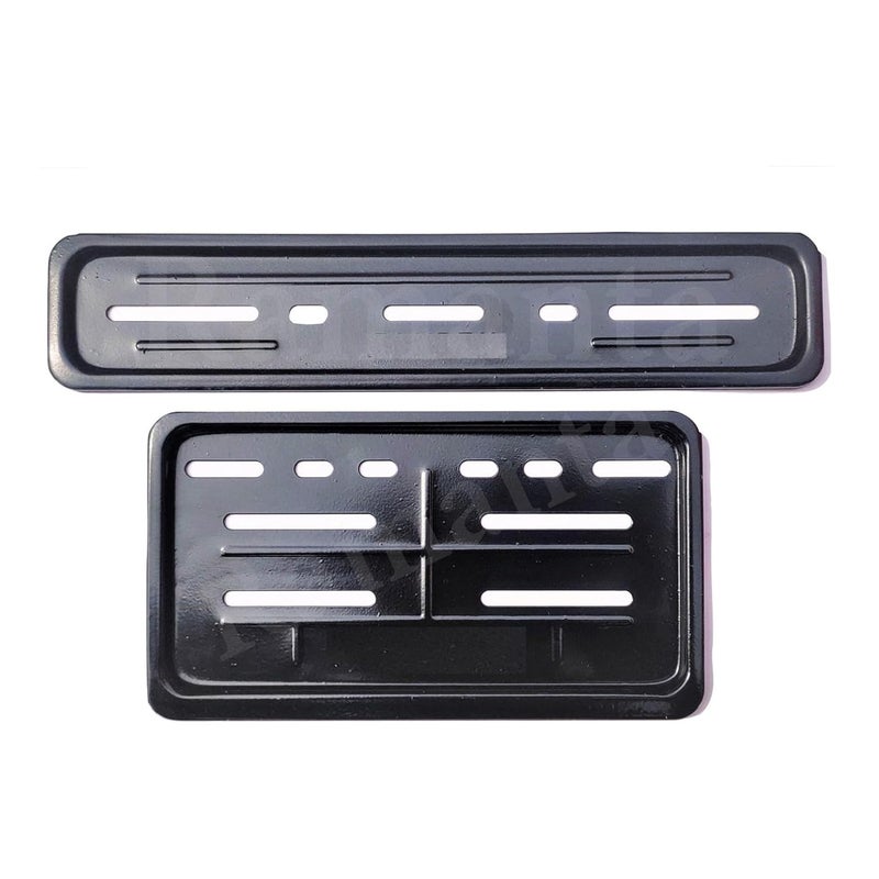 Ramanta Bike Number Plate Frame Metal Body Heavy Motorbike & Scooter Licence Number Plate Frame Metal Front-Rear Set of 2 (Size 30 cm x 12 cm, Black) - Image 1