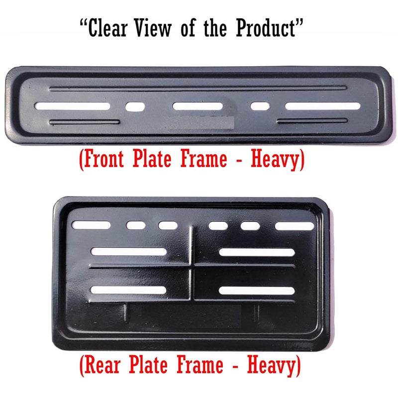 Ramanta Bike Number Plate Frame Metal Body Heavy Motorbike & Scooter Licence Number Plate Frame Metal Front-Rear Set of 2 (Size 30 cm x 12 cm, Black) - Image 5