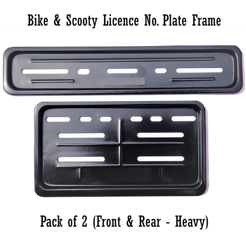Ramanta Bike Number Plate Frame Metal Body Heavy Motorbike & Scooter Licence Number Plate Frame Metal Front-Rear Set of 2 (Size 30 cm x 12 cm, Black) - Image 3