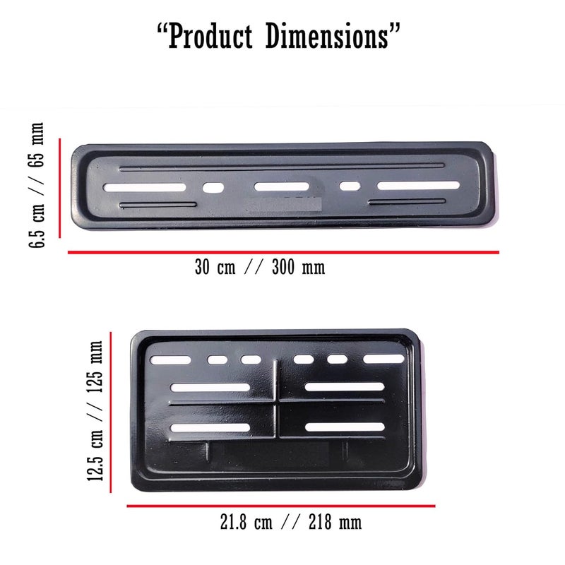 Ramanta Bike Number Plate Frame Metal Body Heavy Motorbike & Scooter Licence Number Plate Frame Metal Front-Rear Set of 2 (Size 30 cm x 12 cm, Black) - Image 4