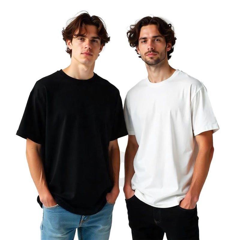 NOBERO Men's Oversized Cotton T-Shirt Pack of 2 - Image 1