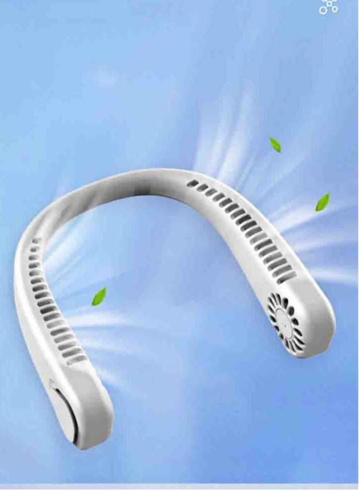 ميكسد الرقبة مروحة ، 5000mAh للطي مروحة بدون شفرات ، 3 سرعة شحن حر اليدين الرقبة مروحة ، 80 منافذ الهواء ، ومناسبة للسفر ، في الهواء الطلق ، المنزل ، المكتب ، المدرسة ، التخييم ( أبيض )