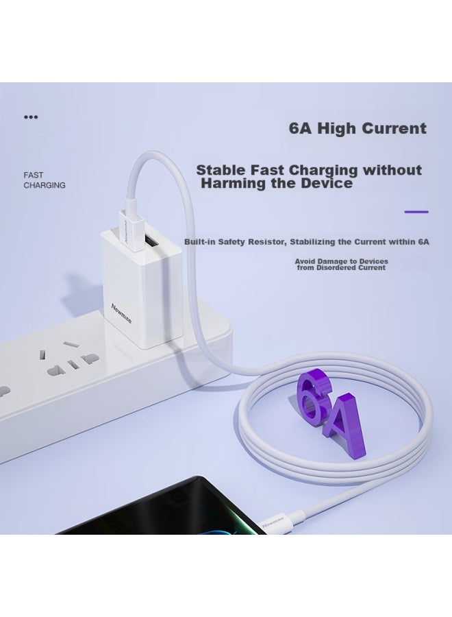 Newmine W Type-c Data Cable, 6a/5a Super Fast Charging, 2 Meters Charging Cord, Compatible With Huawei Mate60 / Por / Mate60 / P60 / Mate40, Honor, Xiaomi - Image 1