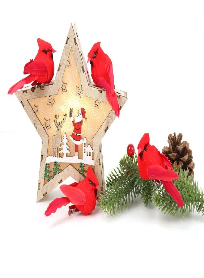 KLEWEE 12 Pcs Cardinal Birds for Crafts, Mini Cardinal Clip On Christmas Tree Ornaments Artificial Red Birds Decorations for Wreaths Centerpieces DIY Crafts, Red Velvet & Feathers - Image 3