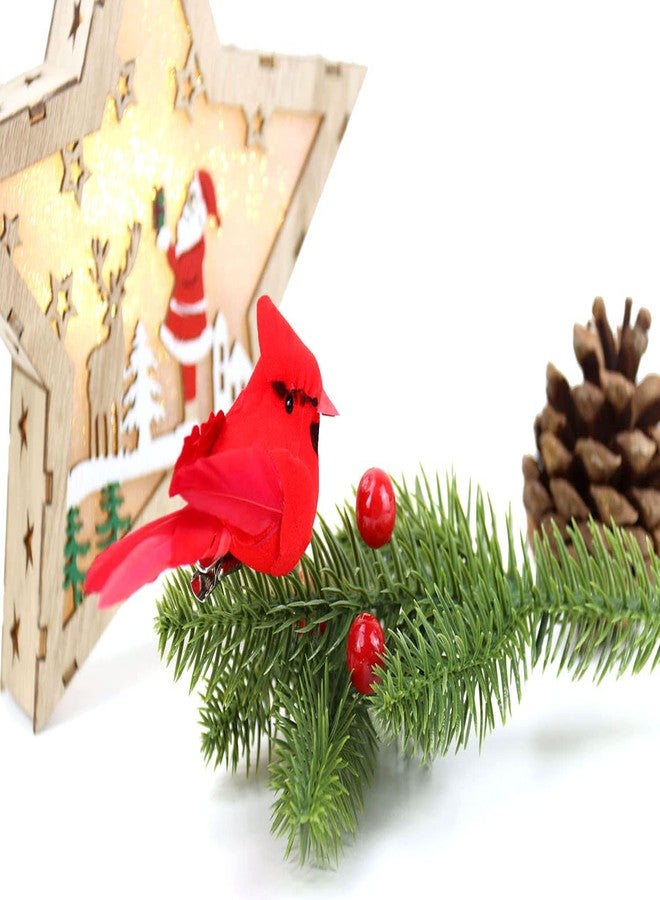 KLEWEE 12 Pcs Cardinal Birds for Crafts, Mini Cardinal Clip On Christmas Tree Ornaments Artificial Red Birds Decorations for Wreaths Centerpieces DIY Crafts, Red Velvet & Feathers - Image 4