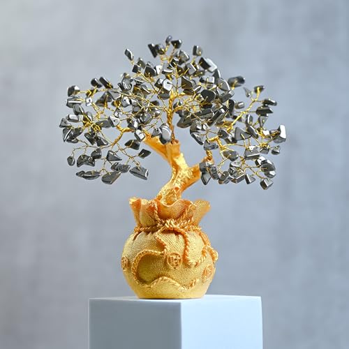 ZAICUS Pyrite Crystal Tree for Wealth & Prosperity – Feng Shui Money Tree with Golden Pot – Gemstone Bonsai for Gift, Home Décor, Office Desk, and Vastu Correction(7 X 3 Inch) - Image 5