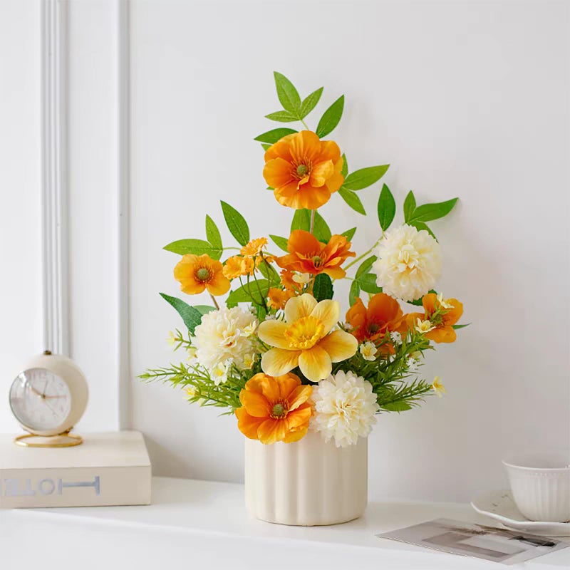 NAWEIDA Artificial Fall Flower in Vase Silk Hydrangeas FlowersFaux Flower Arrangement Suitable for Home Office Decoration Dining Table Centerpiece - Image 2