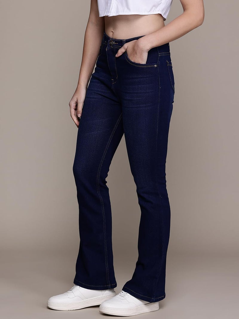 Nifty Women's Denim Stretchable High Waist Bootcut Jeans (1478_BLU_32_Blue_32) - Image 4