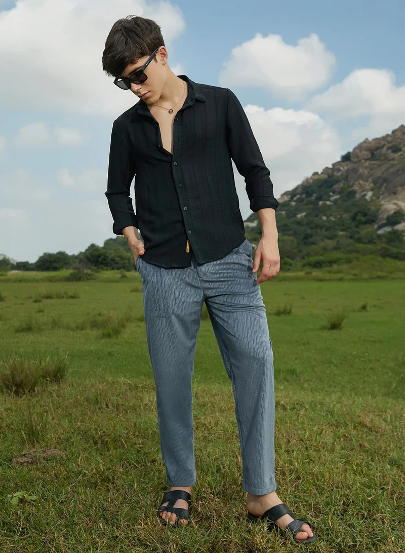 كامبوس سوترا Men's Onyx Black Trough-Tactile Shirt