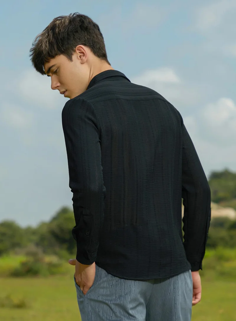 كامبوس سوترا Men's Onyx Black Trough-Tactile Shirt