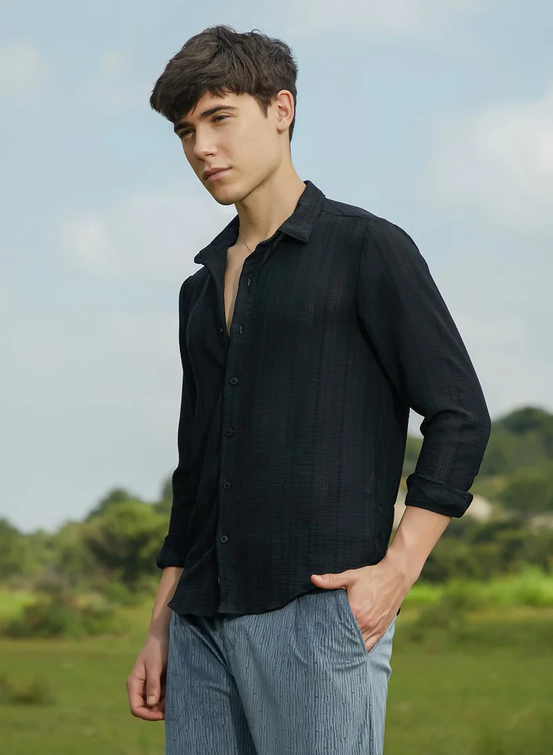 كامبوس سوترا Men's Onyx Black Trough-Tactile Shirt