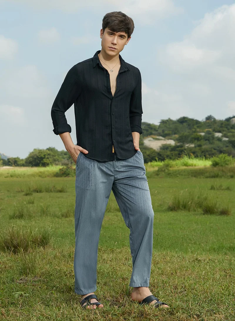 كامبوس سوترا Men's Onyx Black Trough-Tactile Shirt