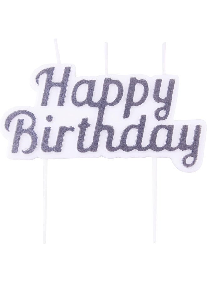 PME Happy Birthday Candle  Silver - Image 1