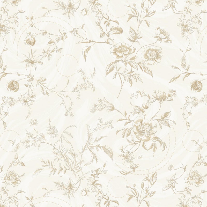 Ismoon Floral Wallpaper Peel and Stick Vintage Beige Stick on Wall Paper French Textured Contact Paper for Cabinet Removable Self Adhesive Wallpaper Vinyl Roll Shelf Deco, 17.3x196in - Image 1