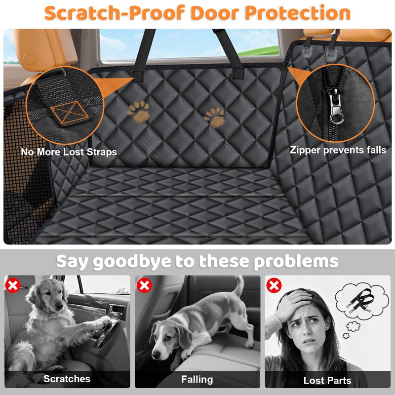URPOWER Hard Bottom Dog Car Seat Cover for Pets 100% Waterproof Seat Cover Hammock 600D Heavy Duty Scratch Proof Nonslip Durable Soft Back Seat Covers for Cars Trucks and SUVs - Image 4