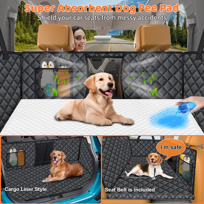 URPOWER Hard Bottom Dog Car Seat Cover for Pets 100% Waterproof Seat Cover Hammock 600D Heavy Duty Scratch Proof Nonslip Durable Soft Back Seat Covers for Cars Trucks and SUVs - Image 3