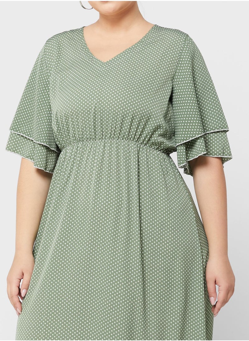 Ginger Plus - Layered Sleeve Fit & Flare Dress - Image 1