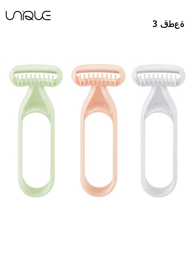 يونيك سكين إزالة الشعر 3PCS ، سكين حلاقة شعر الإبط اليدوي المحمول ، سكين إزالة الشعر غير الحساس الصديق للبشرة ، ماكينة حلاقة يدوية للنساء (أخضر + رمادي + لون البشرة) - Image 1