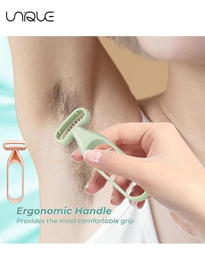 يونيك سكين إزالة الشعر 3PCS ، سكين حلاقة شعر الإبط اليدوي المحمول ، سكين إزالة الشعر غير الحساس الصديق للبشرة ، ماكينة حلاقة يدوية للنساء (أخضر + رمادي + لون البشرة) - Image 3