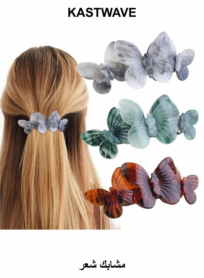 KASTWAVE Butterfly barrettes, Tortoiseshell Hairpin Women's Butterfly, Medium Rectangular Automatic Hair - Image 1