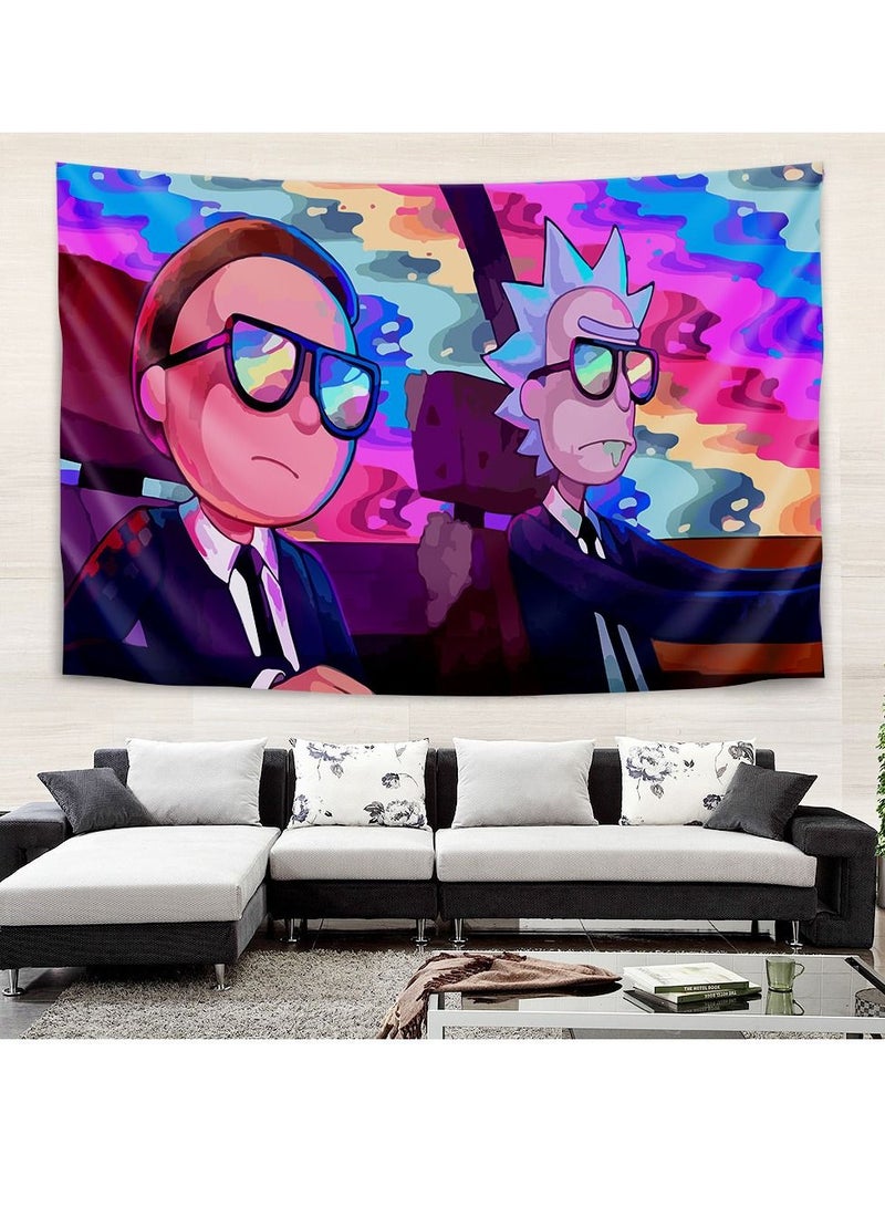 Rick and Morty Theme Bedroom Living Room Tapestry with Installation Accessories 90*75cm