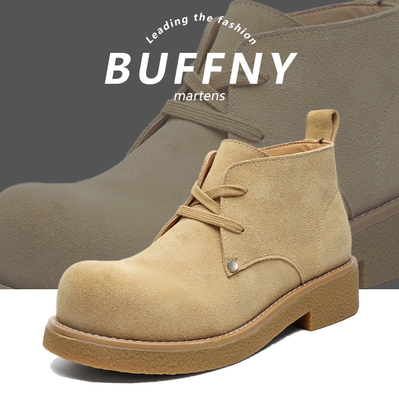 Derby Shoes Men'S Thick-Soled Increased Anti-Velvet Leather Round Toe Design All-Match Casual Workwear Martin Boots - Image 2