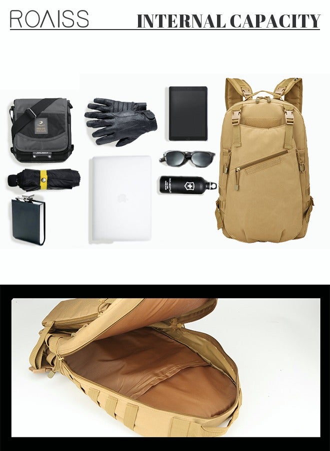 roaiss Unisex Professional Hiking Backpack Tactical Pack Waterproof 800D Oxford Encryption Multifunction Luggage Bag for Camping Sports Travel Outdoor Climbing Khaki - Image 3