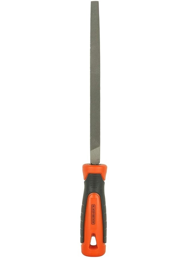 BLACK+DECKER 200Mm 2Nd Cut Bimaterial Handle Steel Triangle File Orange Black Bdht22147 2 Years Warranty  - Image 1