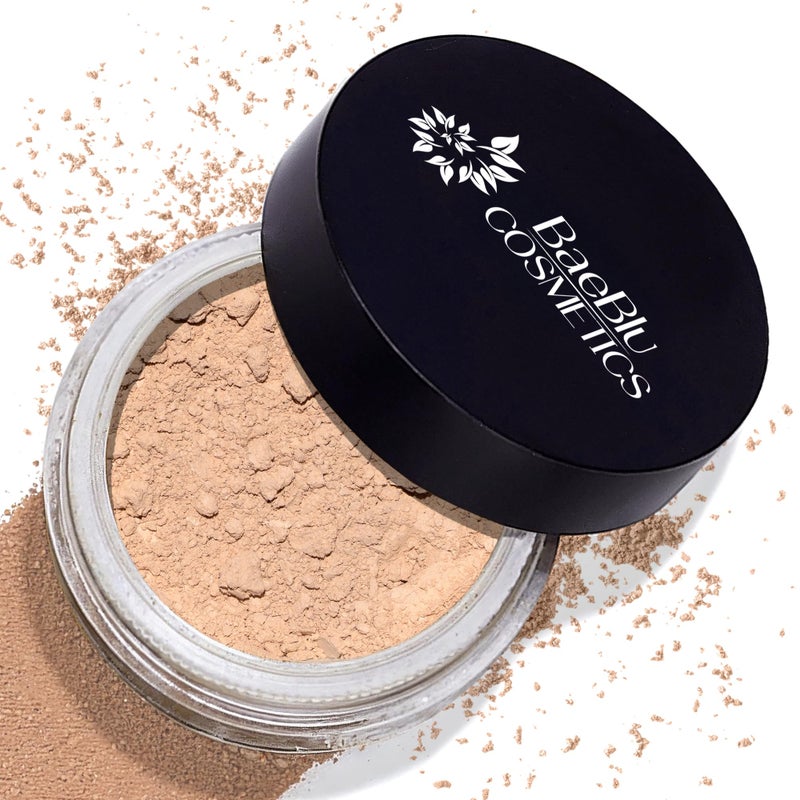 BaeBlu InstaFame Loose Powder Foundation, Inspire - Full Coverage Matte Natural Mineral foundation for Sensitive & Acne-Prone Skin - Non-Nano Zinc, Titanium Dioxide Mineral Pigment, No Fillers/Binders - Image 1