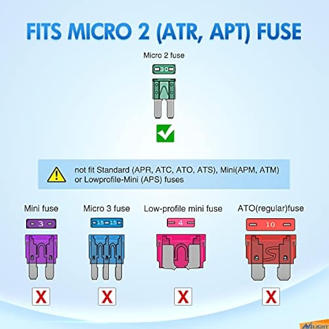 نيلايت مجموعة متنوعة من 105 قطعة من صمامات Micro2 Atr Apt لشفرات السيارات، صمامات بديلة 5A 75A 10A 15A 20A 25A 30A للسيارات مع ساحب الصمامات للسيارات والشاحنات والسيارات الرياضية متعددة الاستخدامات والمركبات الترفيهية، ضمان لمدة عامين - Image 4