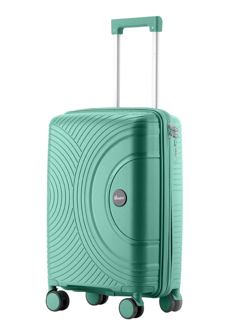 SENATOR - Unisex Hard Case Carry On Luggage Lightweight PP Fashion Trolley Luggage with 360° Degree 4 Twin Wheel and Safe Zippers KH1010 Green - Image 1