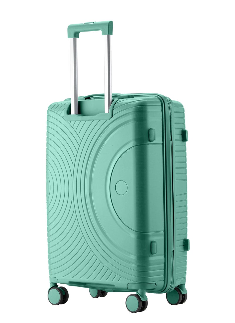 SENATOR - Unisex Hard Case Carry On Luggage Lightweight PP Fashion Trolley Luggage with 360° Degree 4 Twin Wheel and Safe Zippers KH1010 Green - Image 1