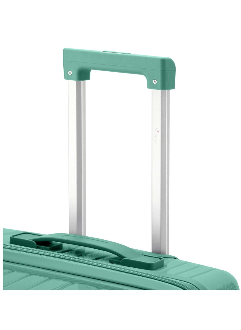 SENATOR - Unisex Hard Case Carry On Luggage Lightweight PP Fashion Trolley Luggage with 360° Degree 4 Twin Wheel and Safe Zippers KH1010 Green - Image 1