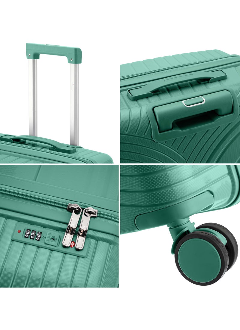 SENATOR - Unisex Hard Case Carry On Luggage Lightweight PP Fashion Trolley Luggage with 360° Degree 4 Twin Wheel and Safe Zippers KH1010 Green - Image 1