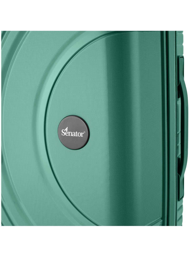 SENATOR - Unisex Hard Case Carry On Luggage Lightweight PP Fashion Trolley Luggage with 360° Degree 4 Twin Wheel and Safe Zippers KH1010 Green - Image 1