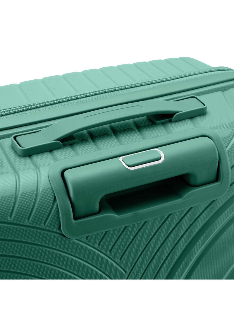 SENATOR - Unisex Hard Case Carry On Luggage Lightweight PP Fashion Trolley Luggage with 360° Degree 4 Twin Wheel and Safe Zippers KH1010 Green - Image 1