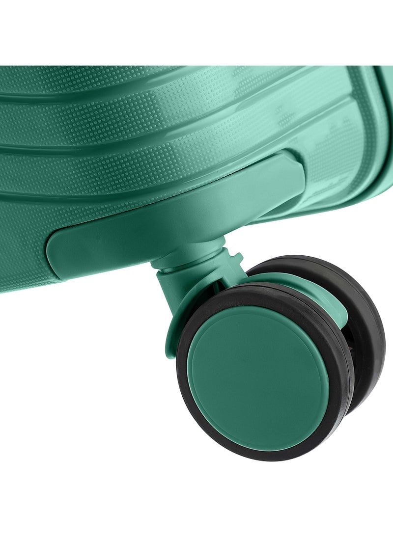 SENATOR - Unisex Hard Case Carry On Luggage Lightweight PP Fashion Trolley Luggage with 360° Degree 4 Twin Wheel and Safe Zippers KH1010 Green - Image 1