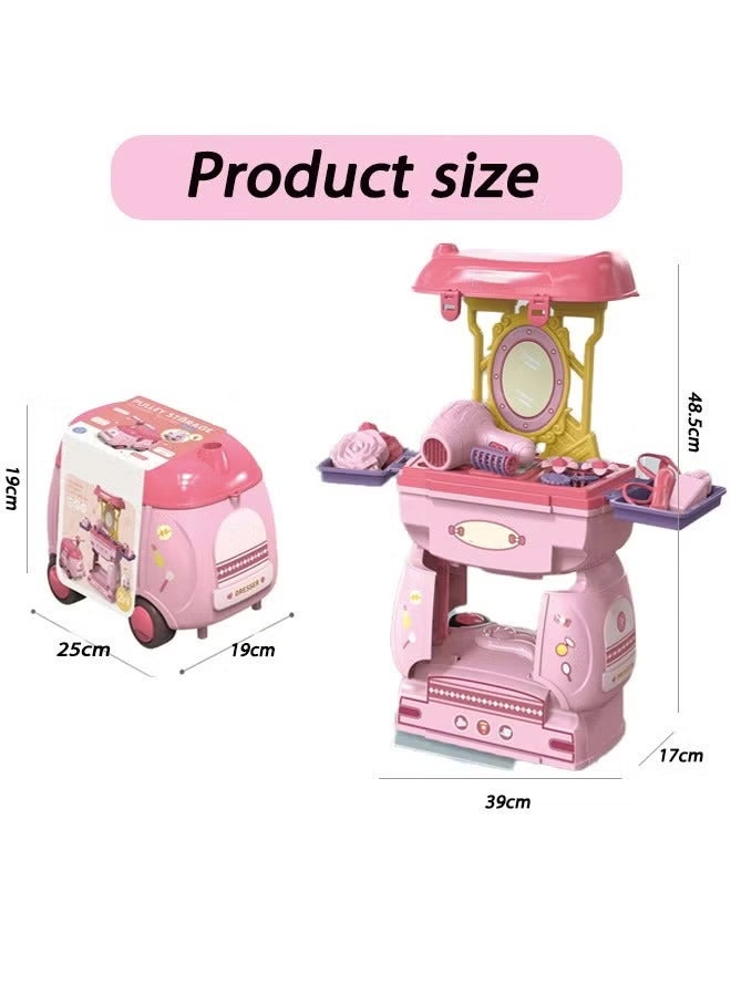 storage Children Play House Toy Toddler Vanity Makeup Table Toy, 2-in-1 transformable toy, Birthday Gift, Making up Play Table Set Realistic Toddlers Toys for Boys Girls 2-5 - Image 2