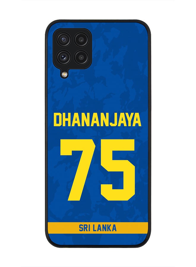 Rugged Black Edge Case for Samsung Galaxy A22 (LTE / 4G) , Slim fit Case Flexible thin Cover - Player Name - Dhananjaya de Silva, Jersey Number- 75