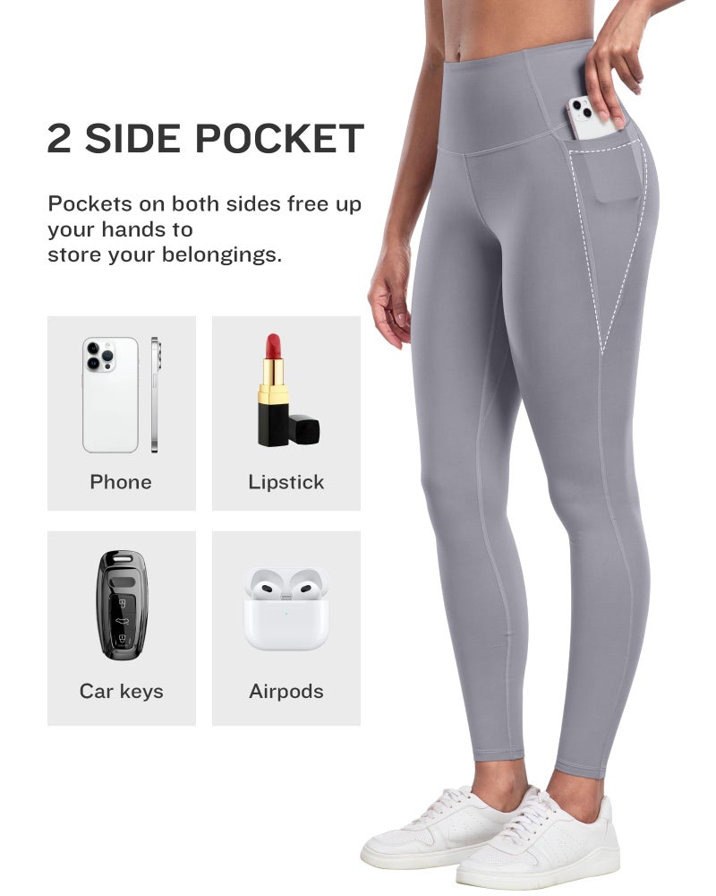 LZYVOO Leggings with Pockets for Women, 6 Packs Soft High Waisted Tummy Control Workout Yoga Pants(4BlackDGrayLGray-L) - Image 3