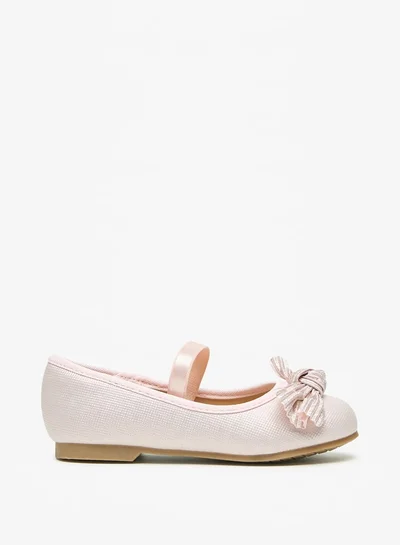 جونيورز Girls Textured Round Toe Ballerinas With Bow Detail