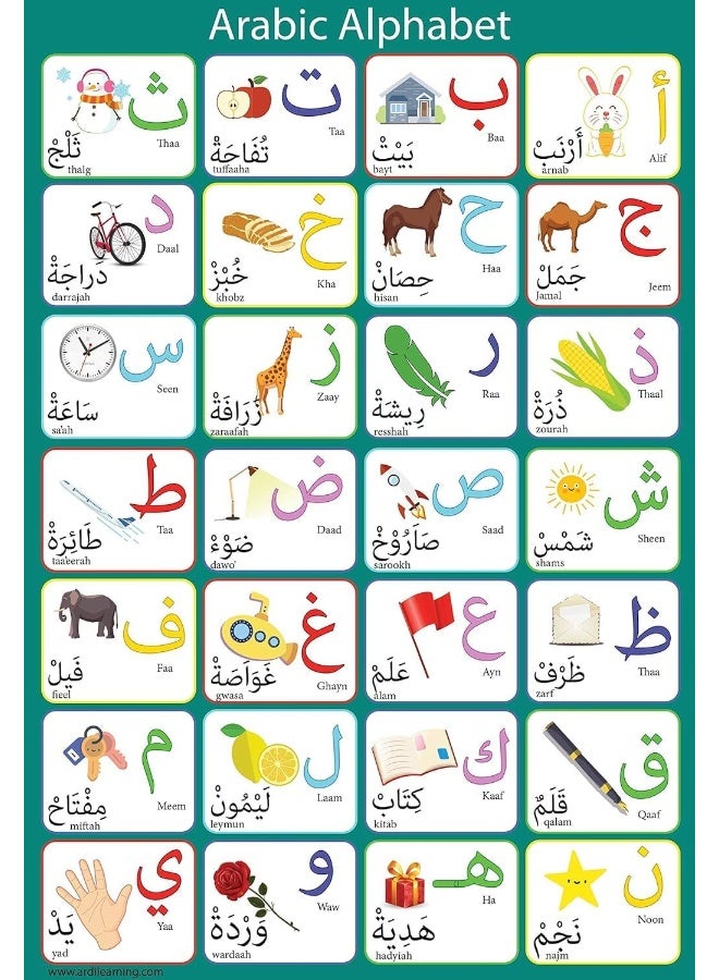 BPA Laminated Arabic Alphabet Poster Perfect for Toddlers Kids Pre school classes dÃÂ©cor - Image 1