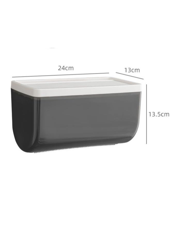 Wall-Mounted Waterproof Tissue Box Dispenser with Storage Shelf – Punch-Free Adhesive Installation - Image 4