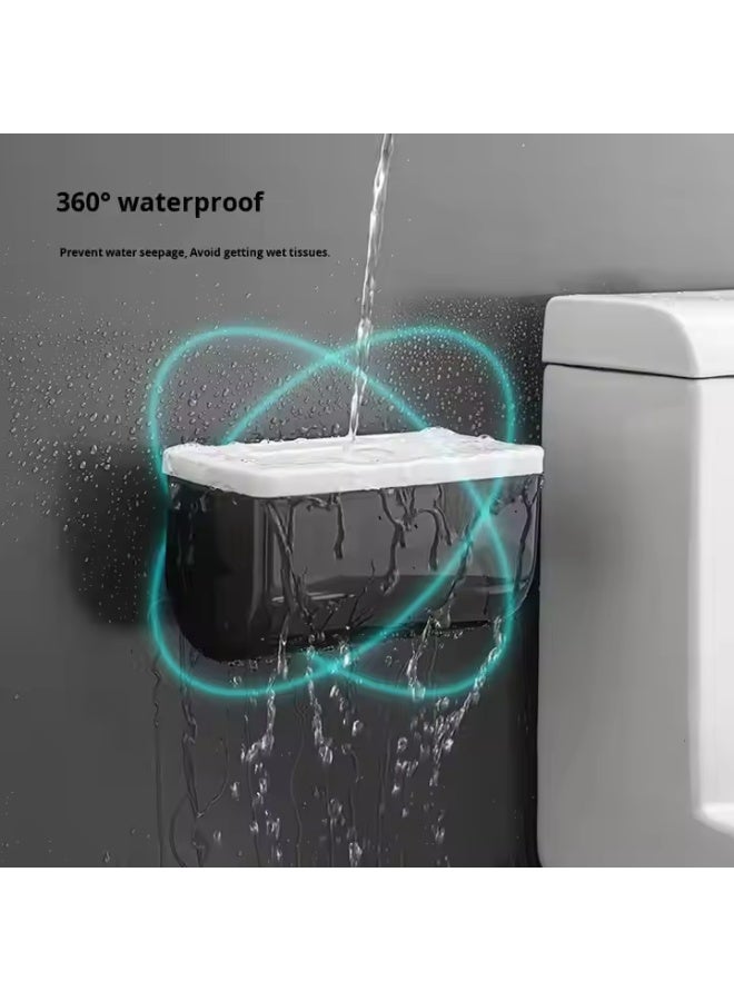 Wall-Mounted Waterproof Tissue Box Dispenser with Storage Shelf – Punch-Free Adhesive Installation - Image 3