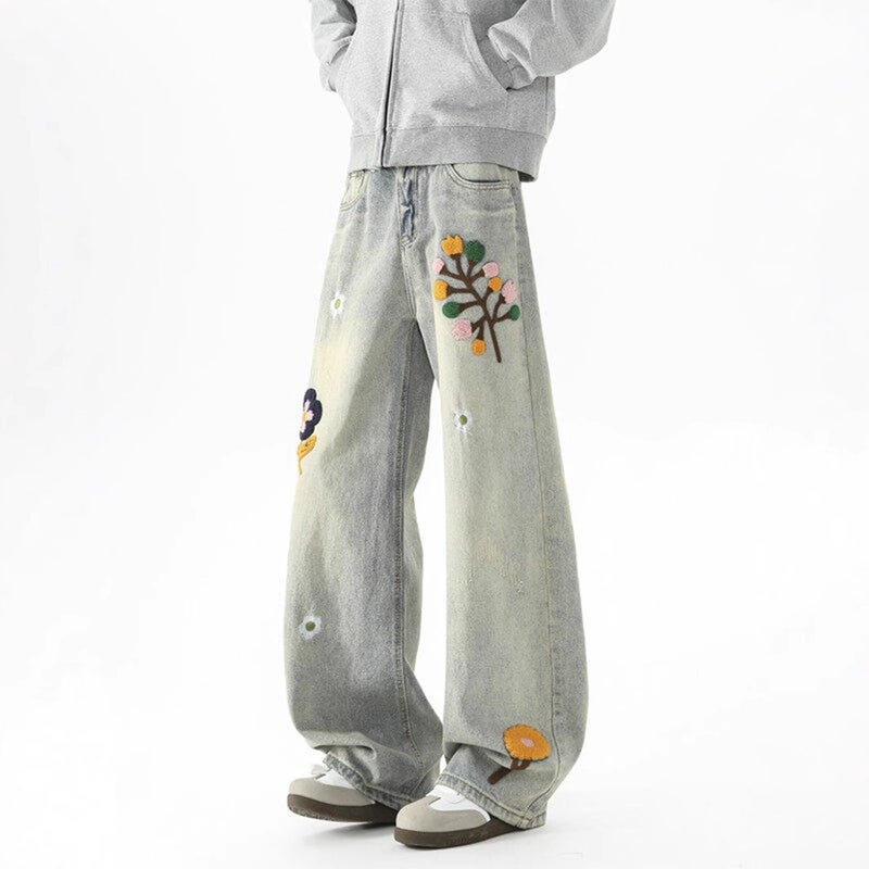 Unisex Classic Denim Jeans Loose Fit Daily Outdoor Wear - Image 2