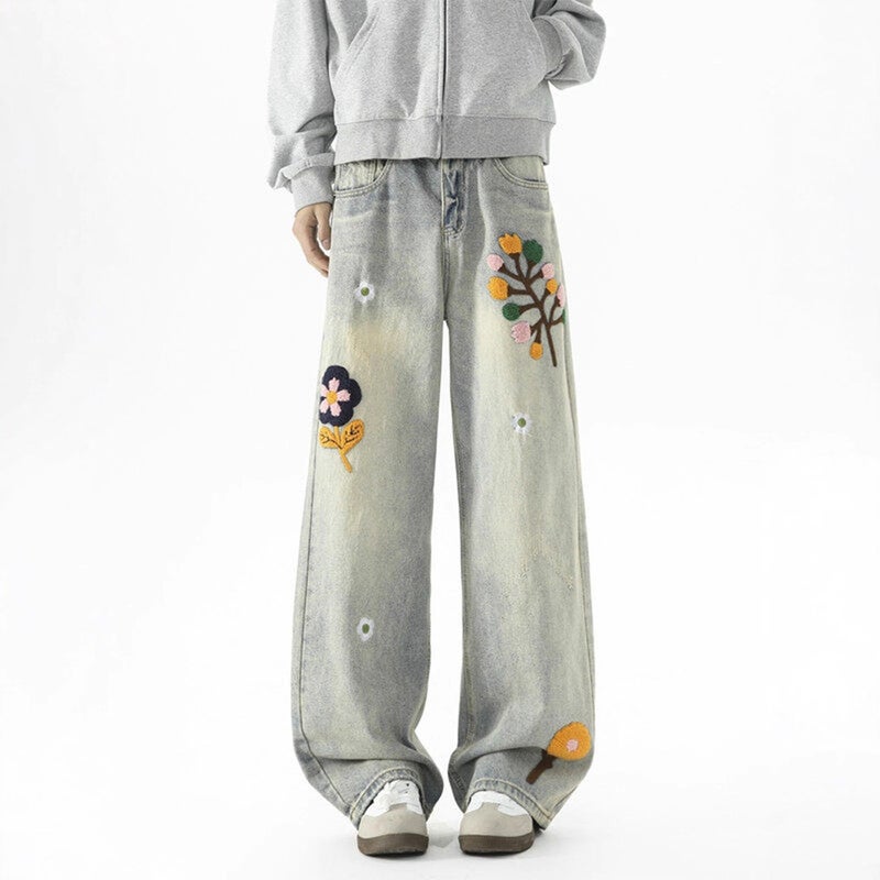 Unisex Classic Denim Jeans Loose Fit Daily Outdoor Wear - Image 1