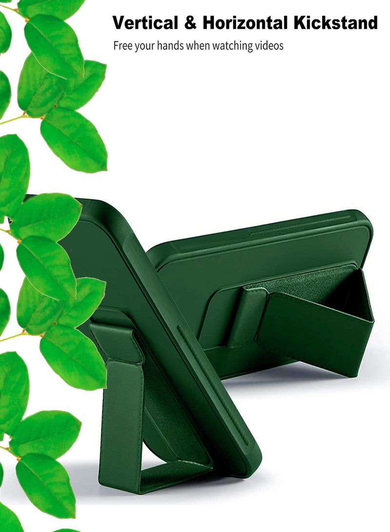 Wtech Apple iPhone 16 Pro 2024 Hand Grip Foldable Magnetic Kickstand Wrist Strap Finger Grip with Built-in Iron Case Cover - Dark Green - Image 5